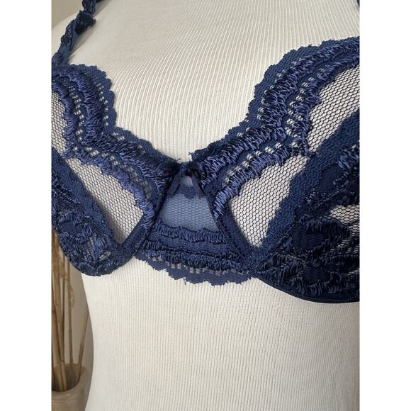 Vintage Delicates Size 34B Navy Blue Lace Bra - Picture 3 of 6